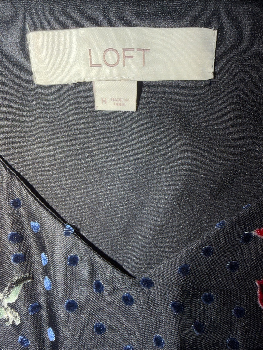 LOFT Navy Floral Embroidered Sheer Camisole - Picture 3 of 3